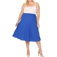 thumbnail image 1 of Women's Plus Size A-Line Flared Midi Skirt - Casual Solid with Elastic Band, 1 of 4