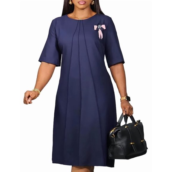 Women's Plus Size A-Line Half Sleeve Casual Midi Party Cocktail T Shirt Dresses