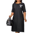 thumbnail image 1 of Women's Plus Size A-Line Half Sleeve Casual Midi Party Cocktail T Shirt Dresses, 1 of 8