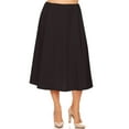 thumbnail image 1 of Women's Plus Size A-Line High Waist Elastic Band Pleated Solid Midi Skirt Made in USA, 1 of 4