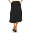 thumbnail image 1 of Women's Plus Size A-Line High Waist Elastic Band Pleated Solid Midi Skirt Made in USA, 1 of 6