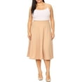 thumbnail image 1 of Women's Plus Size A-Line Midi Skirt - Casual Flared Design with High Elastic Waistband, 1 of 4