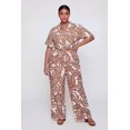 thumbnail image 1 of Women's Plus Size Abstract Leaf Print Wide Leg Pants, 1 of 4