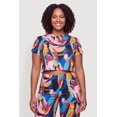 thumbnail image 1 of Women's Plus Size Abstract Print Short Sleeve Crop Top, 1 of 4