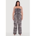 thumbnail image 1 of Women's Plus Size Acid Wash Cargo Pocket Button Front Jumpsuit, 1 of 4