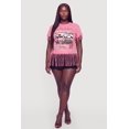 thumbnail image 1 of Women's Plus Size Acid Wash Classic Graphic Fringe Hem Tee, 1 of 4