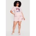 thumbnail image 1 of Women's Plus Size Acid Wash Lip Graphic Shorts, 1 of 4