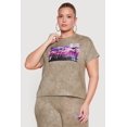 thumbnail image 1 of Women's Plus Size Acid Wash Los Angeles Graphic Crew Neck T-Shirt, 1 of 4