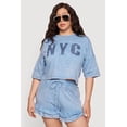 thumbnail image 1 of Women's Plus Size Acid Wash NYC Graphic Cropped Tee, 1 of 4