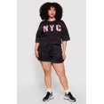 thumbnail image 1 of Women's Plus Size Acid Wash Ruffle Trim Shorts, 1 of 4