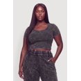 thumbnail image 1 of Women's Plus Size Acid Wash Short Sleeve Crop Top, 1 of 4