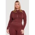 thumbnail image 1 of Women's Plus Size Acid Wash Zip Front Track Jacket, 1 of 4