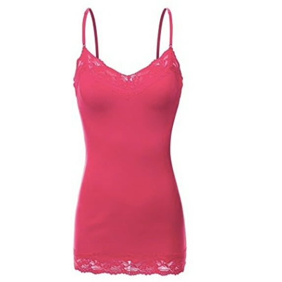 Women's Plus Size Adjustable Spaghetti Strap Long Stretchy Lace Camisole Cami 1x,2x,3x