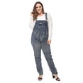 thumbnail image 1 of Women's Plus Size Adjustable Strap Denim Bib Overalls Straight Leg Jean Jumpsuits, Blue, X-Large, 1 of 3