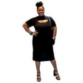 thumbnail image 1 of Women's Plus Size All Black Front Cut Out Midi Dress, 1 of 5