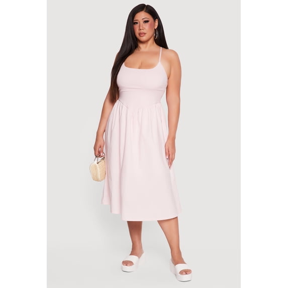 Women's Plus Size Almost Famous Criss Cross Back Midi Dress