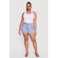 thumbnail image 1 of Women's Plus Size Almost Famous Fringe Detail Denim Shorts, 1 of 4