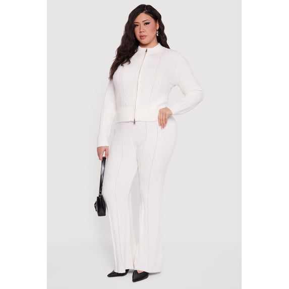 Women's Plus Size Almost Famous High Waisted Cable Knit Pants