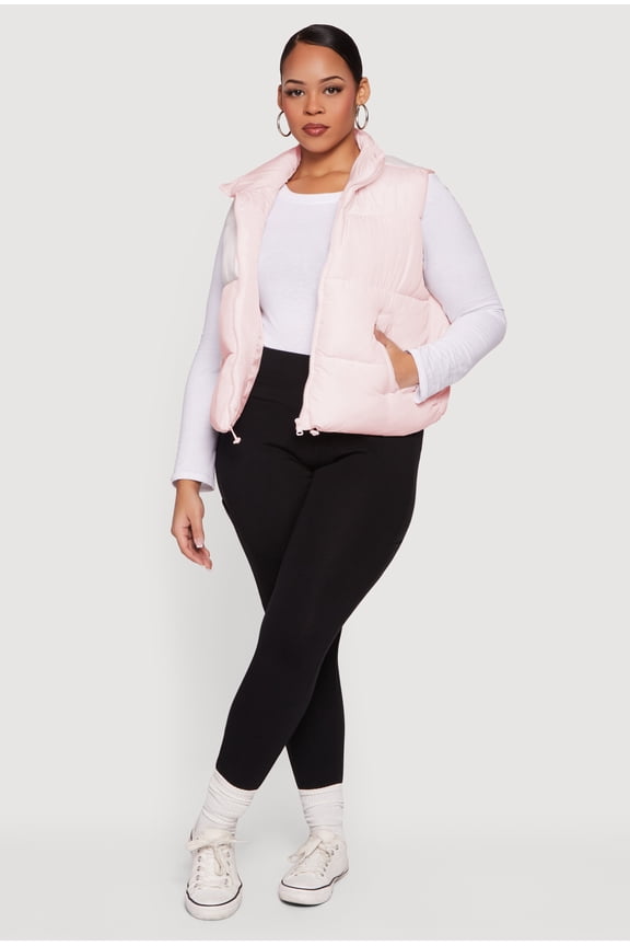 Women's Plus Size Almost Famous Zip Front Puffer Vest