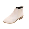 thumbnail image 1 of Women's Plus Size Ankle Boots Round Toe Mid Block Heel Side Zipper Soft Suede Short Booties Versatile Daily Dress Shoes Beige 7(39), 1 of 9