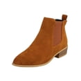 thumbnail image 1 of Women's Plus Size Ankle Boots Round Toe Mid Block Heel Side Zipper Soft Suede Short Booties Versatile Daily Dress Shoes Brown 6(37), 1 of 7