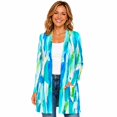 thumbnail image 1 of Women's Plus Size Aqua Abstract Cardigan, Long Sleeve Open Front Tunic with Pockets, 1 of 8
