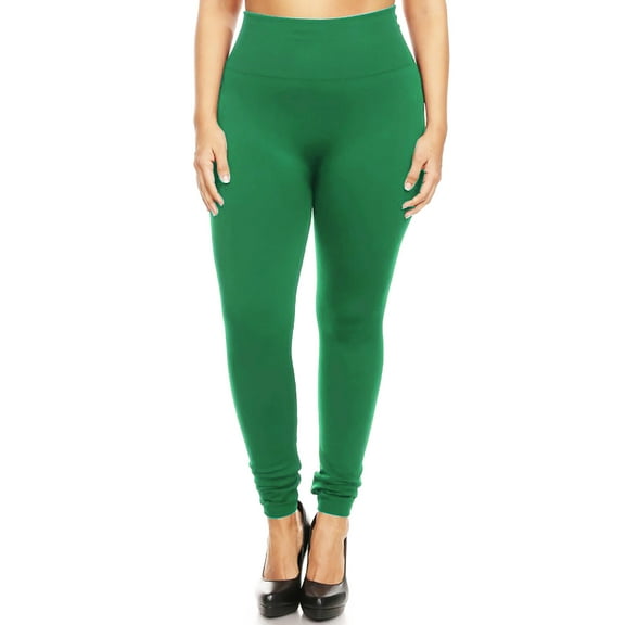 Women's Plus Size Banded Waist Leggings with Fleece Lining