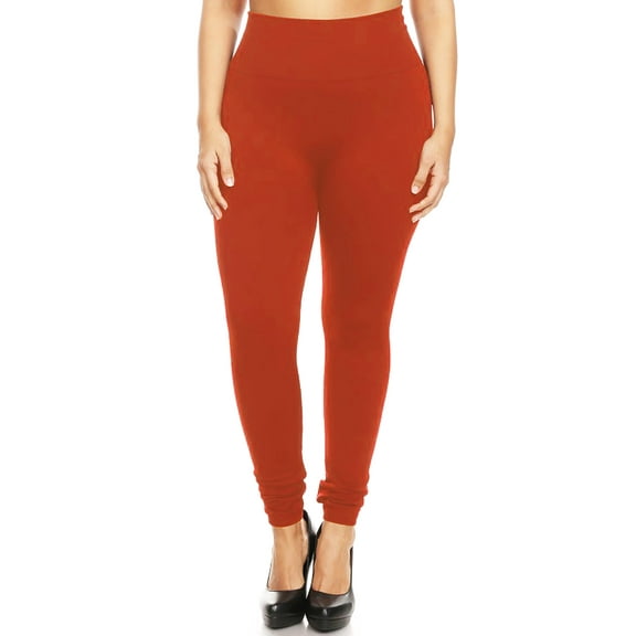 Women's Plus Size Banded Waist Leggings with Fleece Lining
