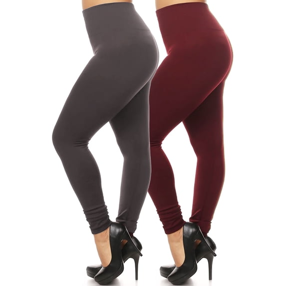 Women's Plus Size Banded Waist Leggings with Fleece Lining