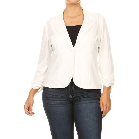 Women's Plus Size Basic Casual Button Solid Outerwear Jacket Blazer