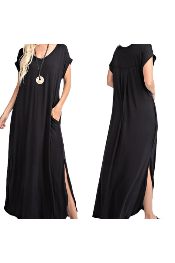 Women's Plus Size Basic Maxi Dress With Pockets