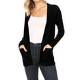 thumbnail image 1 of Women's Plus Size Basic Open Front Long Sleeves Side Pockets Solid Casual Knit Cardigan, 1 of 3