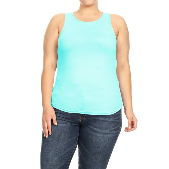 Women's Plus Size Basic Sleeveless Racer Back Casual Solid Cami Tank Top XL-3XL