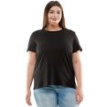 thumbnail image 1 of Women's Plus Size Basic Solid Crew Neck T Shirt, 2XL, Black, 1 of 4
