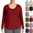 thumbnail image 1 of Women's Plus Size Basic Top Long Sleeve Tunic Shirts Crew Neck T Shirt Fall Outfits Breathable Loose Fit Casual Blouses, 1 of 7
