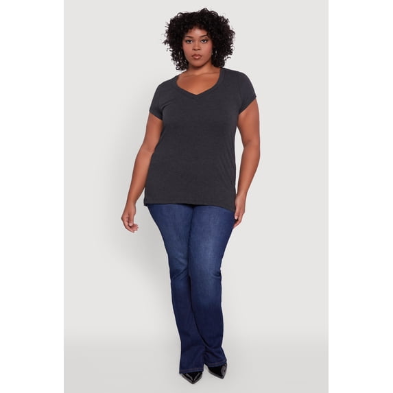 Women's Plus Size Basic V Neck T Shirt