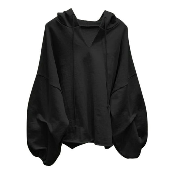 Women's Plus Size Batwing Sleeve V Neck Hoodie Casual Oversized Pullover Top For Effortless Style And Comfort