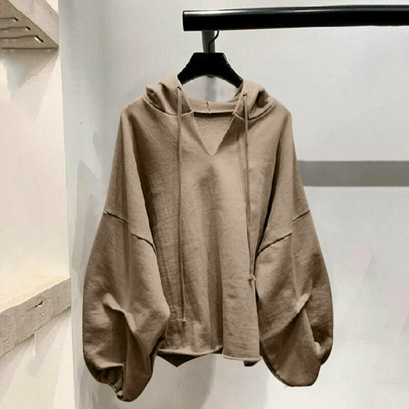 Women's Plus Size Batwing Sleeve V Neck Hoodie Casual Oversized Top For Effortless Style Dress Tops for Women Womens plus Size Workout Clothes Lace Long Sleeve Top plus Tops plus Size Women Cute plus