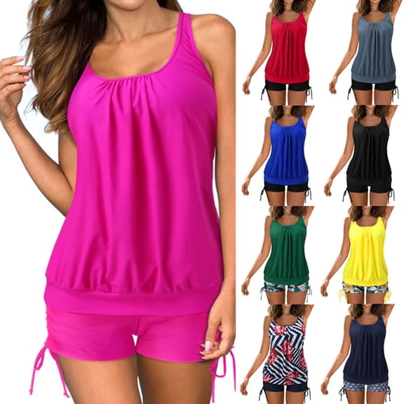 Women's Plus Size Bikini Set Solid Color Print Two Piece Swimsuit with Removable Bra Pads No Underwire for Beach Vacation,Gray,S