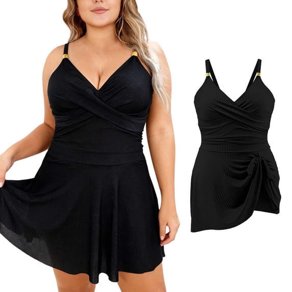 Women's Plus Size Bikini Swimsuits Swim Dress Tummy Control Bathing Suits High Waisted Swimwear For Full Coverage