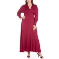 thumbnail image 1 of Women's Plus Size Bishop Sleeves Maxi Dress Wine 3XL, 1 of 1