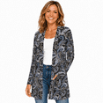 thumbnail image 1 of Women's Plus Size Black Paisley Cardigan, Long Sleeve Open Front Tunic with Pockets, 1 of 8