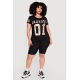 thumbnail image 1 of Women's Plus Size Blessed 01 Camo Graphic Print Side Ruched Tee, 1 of 4