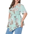 thumbnail image 1 of Women's Plus Size Blouses Summer Casual Floral Tunic Tops Sexy V Neck Short Sleeve Shirts, 1 of 3