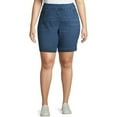 thumbnail image 1 of Women's Plus Size Blue Pull On Denim Bermuda Jean Short (MAA-489), 1 of 8