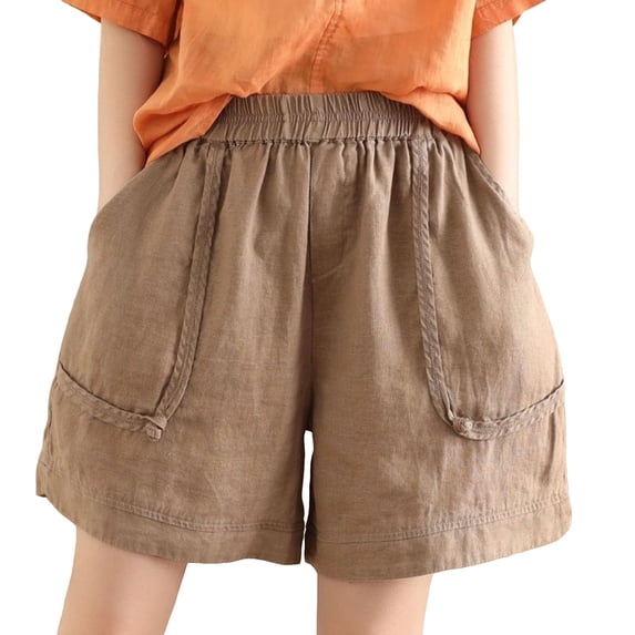 Women's Plus Size Bottoms, Wide Leg Elastic Waist Shorts Summer Fashion Casual Outdoor Shorts, M-4XL