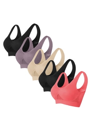 Women's Plus Size Bras, 5 Pack Sports Bras for Women Full Coverage Wirefree Non Padded Workout Bras Full Support Everyday Bra S-6XL
