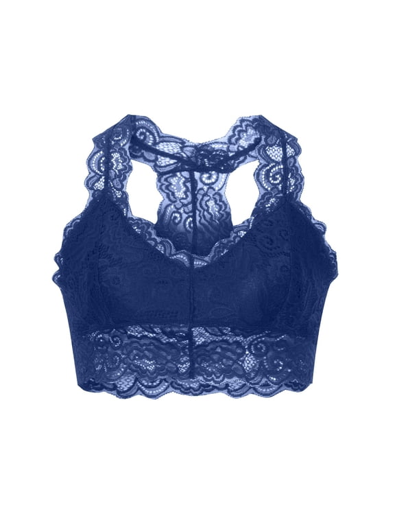 Women's Plus Size Bras, Sexy Lace Bralette for Women, Unpadded and Unlined Wireless Bra, Perfect Racerback Everyday Lingerie S-3XL