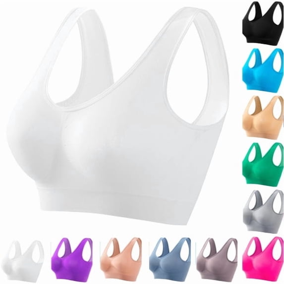 Women's Plus Size Bras, Sports Bras for Women Full Coverage Wirefree Workout Bras Full Support Everyday Bra,White,5XL