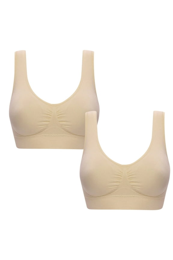 Women's Plus Size Bras, Wide Strap Sports Bras for Women - Square Neck Yoga Wireless Full Coverage Padded Cami Crop Top Everyday Bras S-6XL